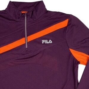 Fila Sport Shirt Womens Large Purple 1/4 Zip Stretch Lightweight Run Gym Hike